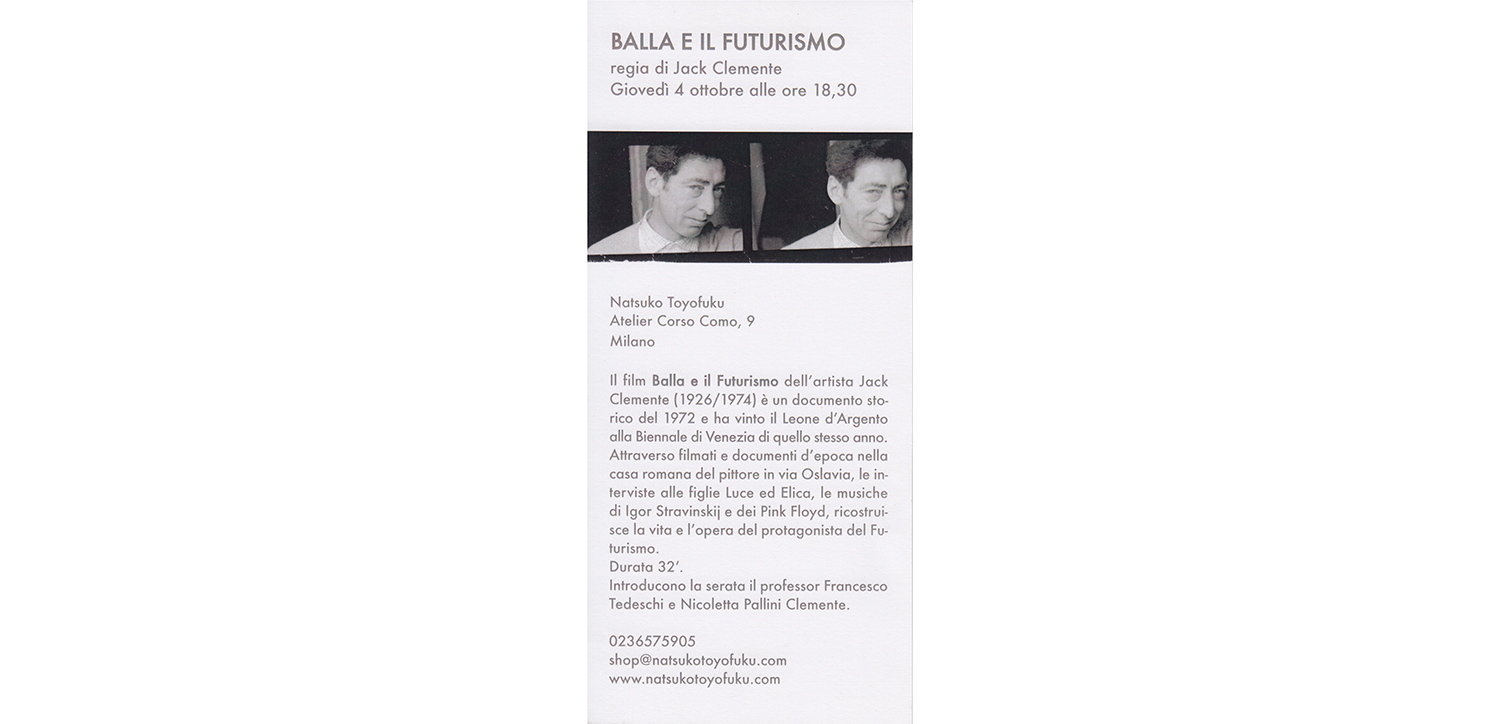 Screening of 'Balla e il futurismo', Atelier Natsuko Toyofuku, Milan, 2019