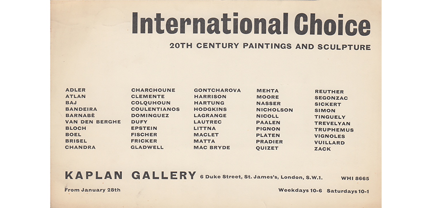 1960 Collective exhibition Kaplan Gallery London
