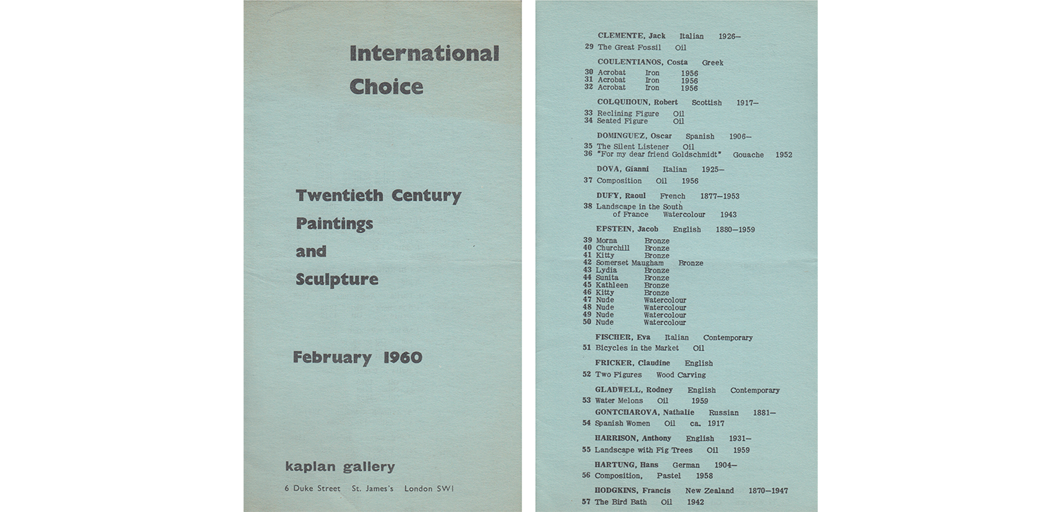 1960 Exposition collective Kaplan Gallery London